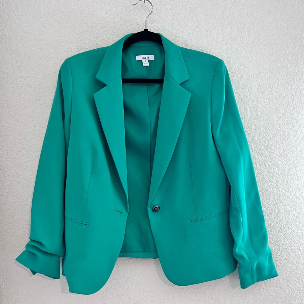Bar III Teal Green Single-Button Blazer - Picture 7 of 7